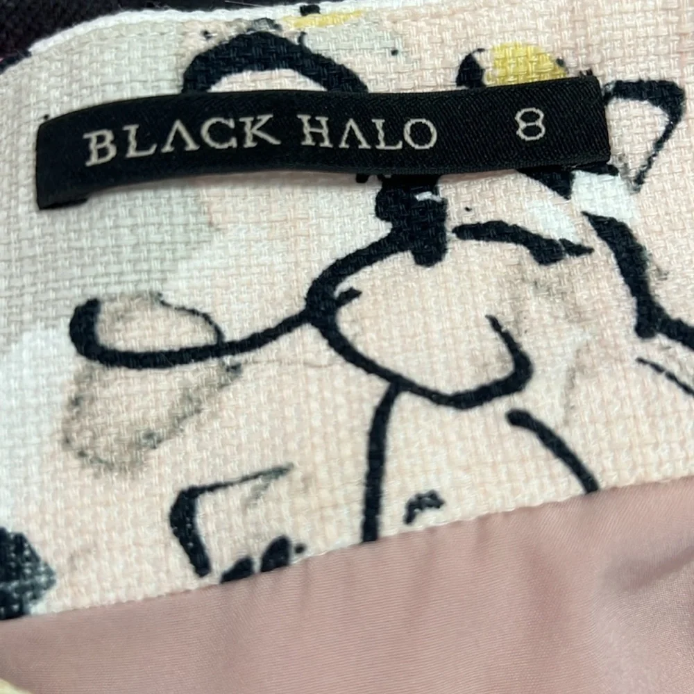 Black Halo beige large flower a-line skirt - Picture 8 of 9